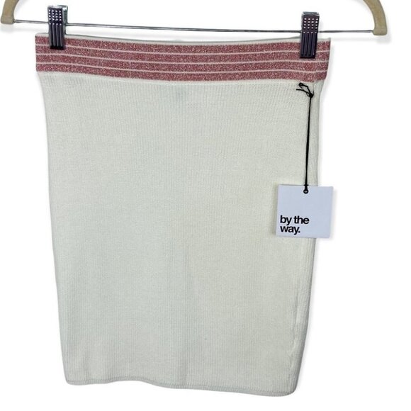 NWT Revolve By The Way Serena Ribbed Knit Skirt White Pink Small New With Tags - Picture 3 of 10